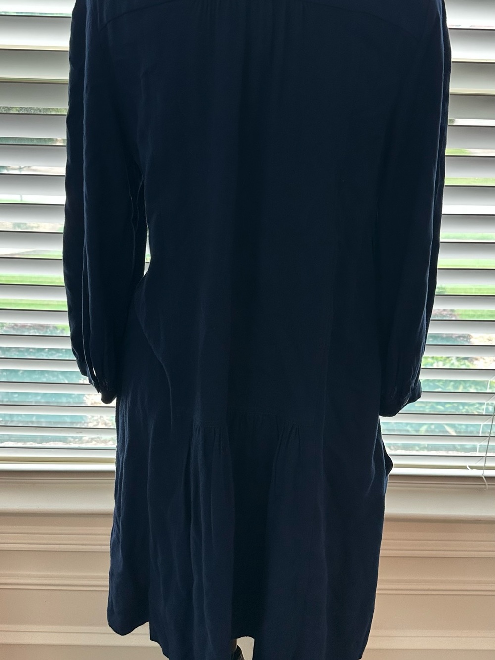 Anthropologie Navy Embroidered Yoke Button-Front Midi Dress - Picture 4 of 5